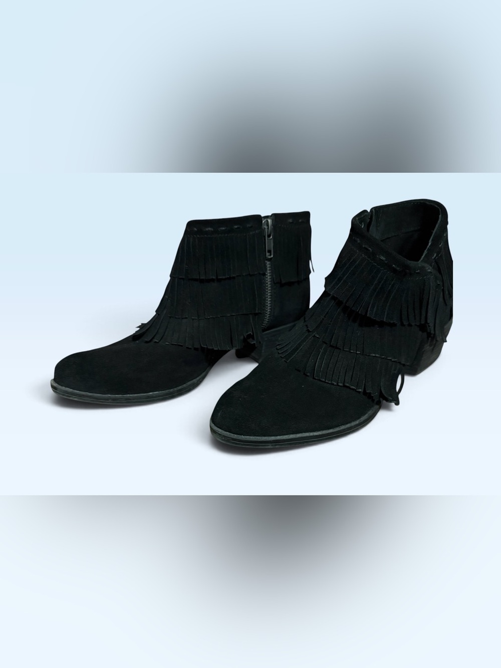 Naughty Monkey Black Suede Fringe Ankle Booties